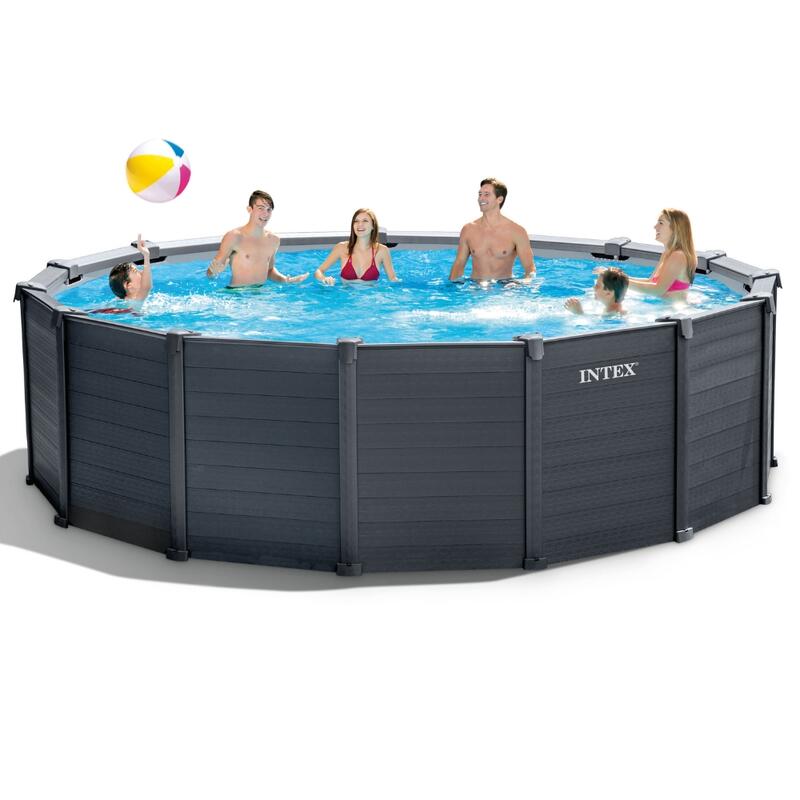 Piscine Intex Ronde Panneau Gris Graphite 478x124 cm avec Accessoires - 2638452