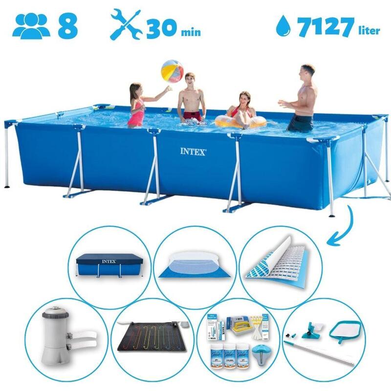 Piscine rectangulaire Intex 450x220x84 cm avec Accessoires - 2827397