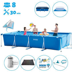 Piscine rectangulaire Intex 450x220x84 cm avec Accessoires - 2827397