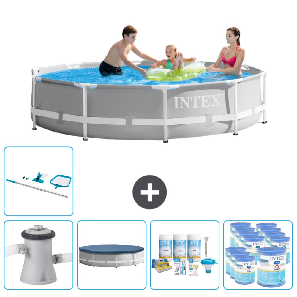 Intex - Piscine Ronde À Cadre Prisme Intex 305x76 Cm Avec Accessoires - 2670221 - Piscine - Gris - Taille Unique - Decathlon