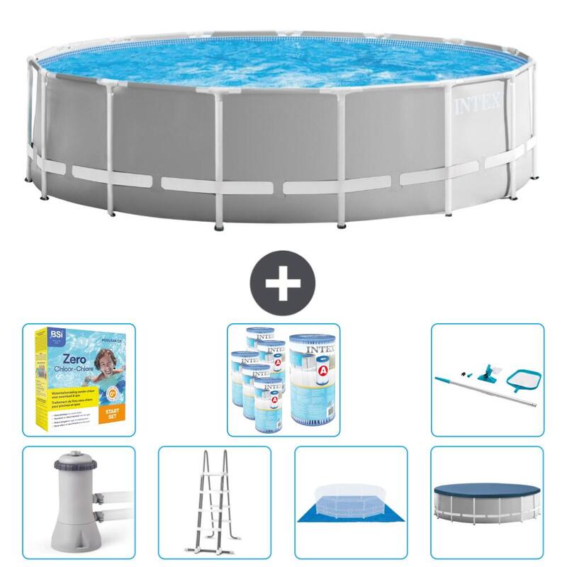 Piscine ronde à cadre prisme Intex 457x122 cm avec Accessoires - 2672652