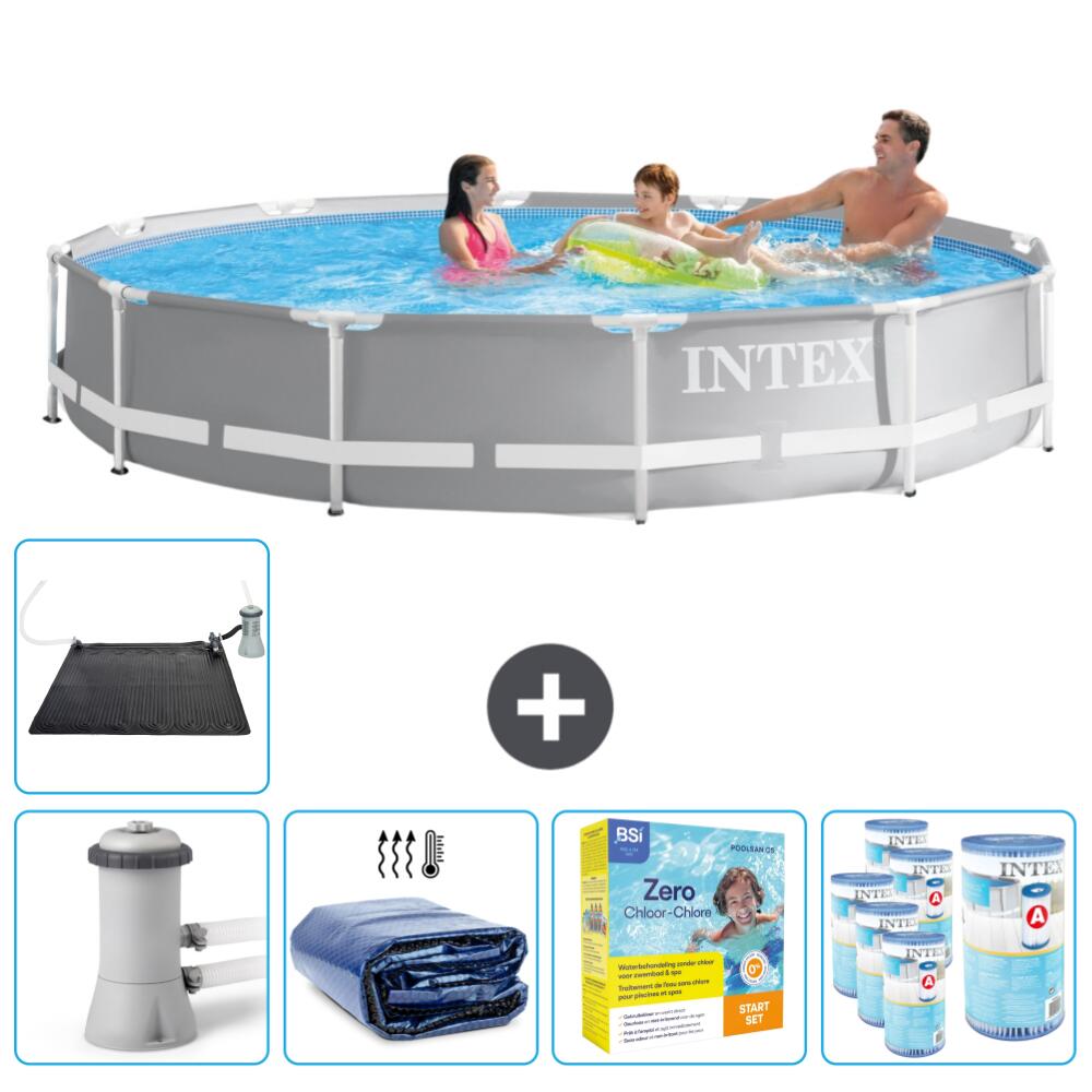 Intex - Piscine Ronde À Cadre Prisme Intex 366x76 Cm Avec Accessoires - 2671225 - Piscine - Gris - Taille Unique - Decathlon
