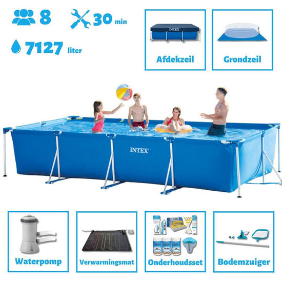 Piscine rectangulaire Intex 450x220x84 cm avec Accessoires - 2827397