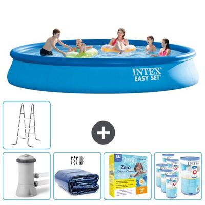 Intex rond opblaasbaar zwembad - 457x84 cm met accessoires - 2815827