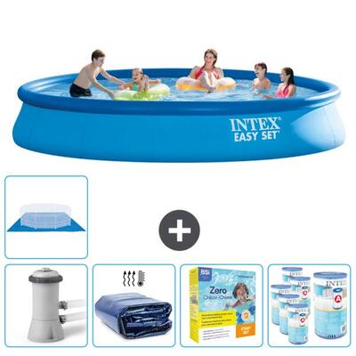 Intex rond opblaasbaar zwembad - 457x84 cm met accessoires - 2815822