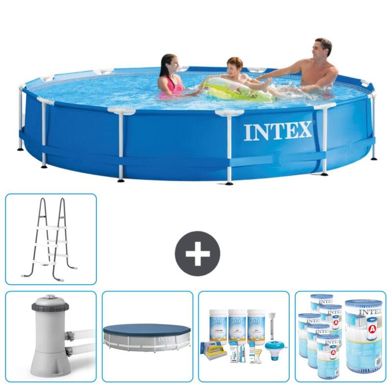 Piscine à cadre rond Intex 366x76 cm avec Accessoires - 2821220