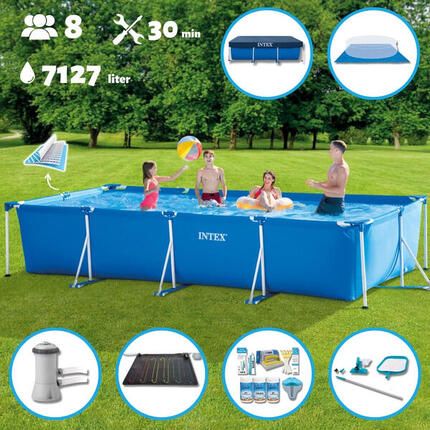 Piscine rectangulaire Intex 450x220x84 cm avec Accessoires - 2827397