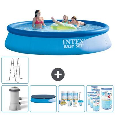 Intex rond opblaasbaar zwembad - 396x84 cm met accessoires - 2814220