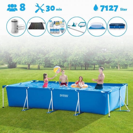 Piscine rectangulaire Intex 450x220x84 cm avec Accessoires - 2827397