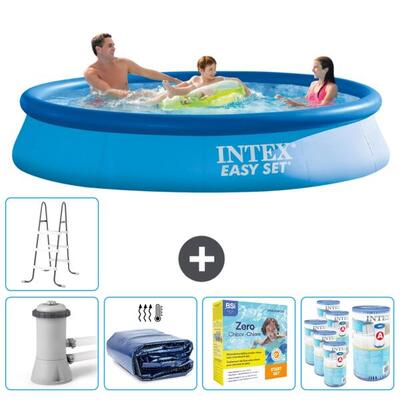 Intex rond opblaasbaar zwembad - 366x76 cm met accessoires - 2813227