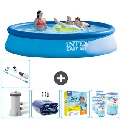 Intex rond opblaasbaar zwembad - 396x84 cm met accessoires - 2814226