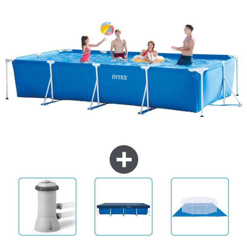 Piscine rectangulaire Intex 450x220x84 cm avec Accessoires - 2827376