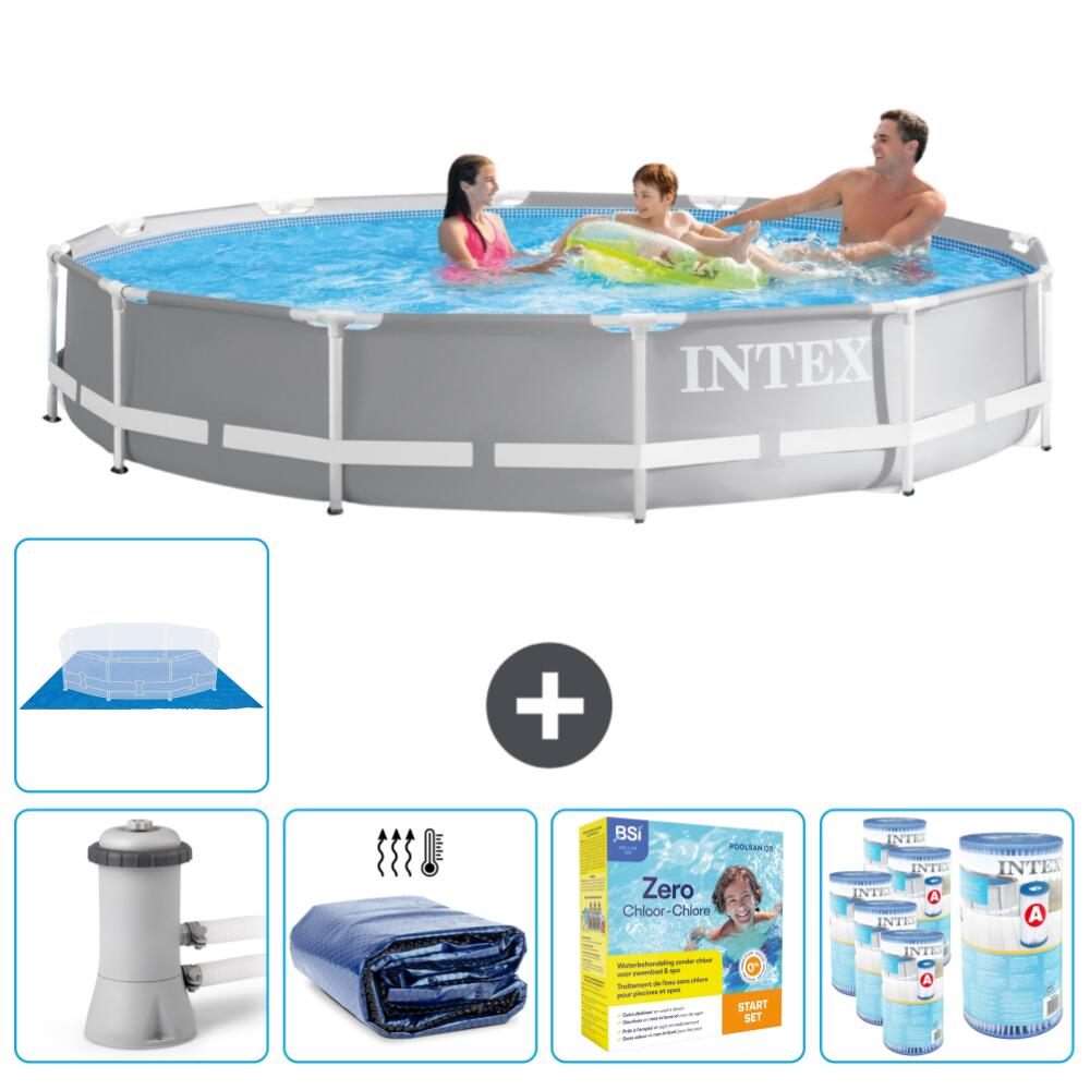 Intex - Piscine Ronde À Cadre Prisme Intex 366x76 Cm Avec Accessoires - 2671222 - Piscine - Gris - Taille Unique - Decathlon