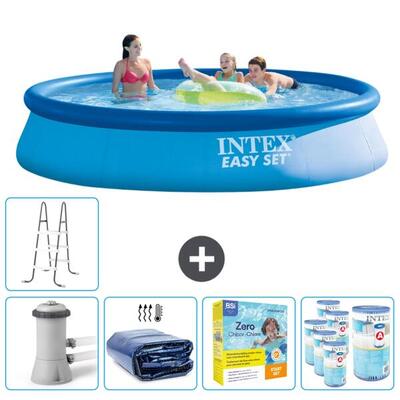 Intex rond opblaasbaar zwembad - 396x84 cm met accessoires - 2814227