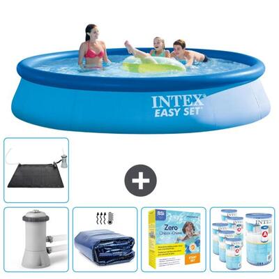 Intex rond opblaasbaar zwembad - 396x84 cm met accessoires - 2814225
