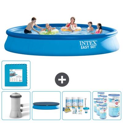 Intex rond opblaasbaar zwembad - 457x84 cm met accessoires - 2815816