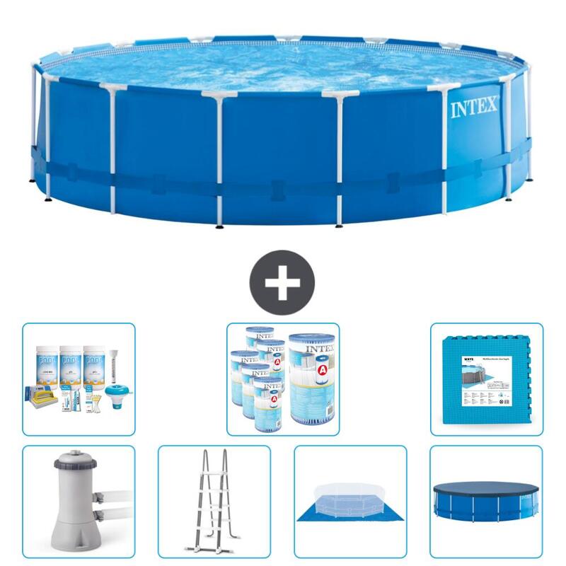 Piscine à cadre rond Intex 457x122 cm avec Accessoires - 2824242