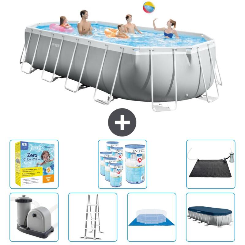 Piscine à cadre prisme ovale Intex 610x305x122 cm avec Accessoires - 2679850