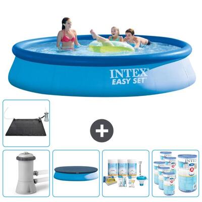Intex rond opblaasbaar zwembad - 396x84 cm met accessoires - 2814218