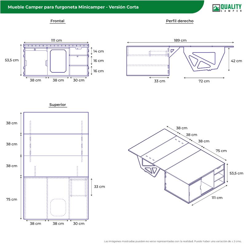 Mueble Kit para Furgonetas MiniCamper: Rifter, Partner (+modelos) -Versión Corta