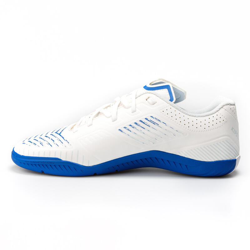 Seconde vie - Chaussures de Futsal GINKA 500 blanche bleu - TRÈS BON