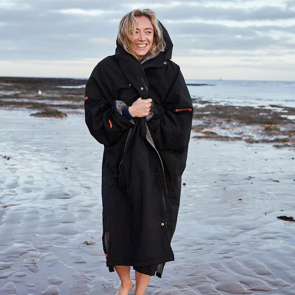 Heat- Tech Polar Fleece Parka Oversize Robe - Black / Arancione 5/7