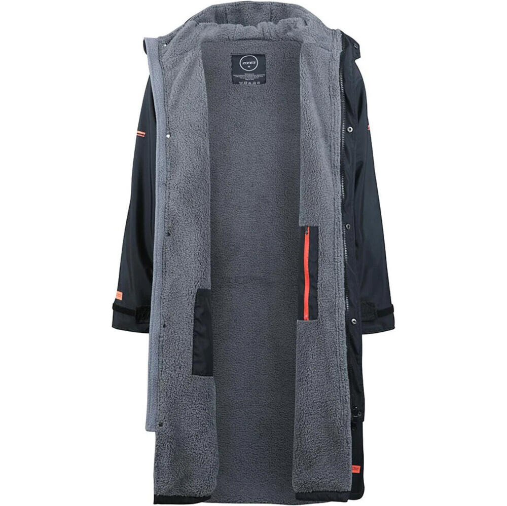 Heat- Tech Polar Fleece Parka Oversize Robe - Black / Arancione 3/7