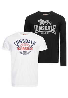 Lonsdale heren-t-shirt en shirt met lange mouwen regular fit dubbele verpakking