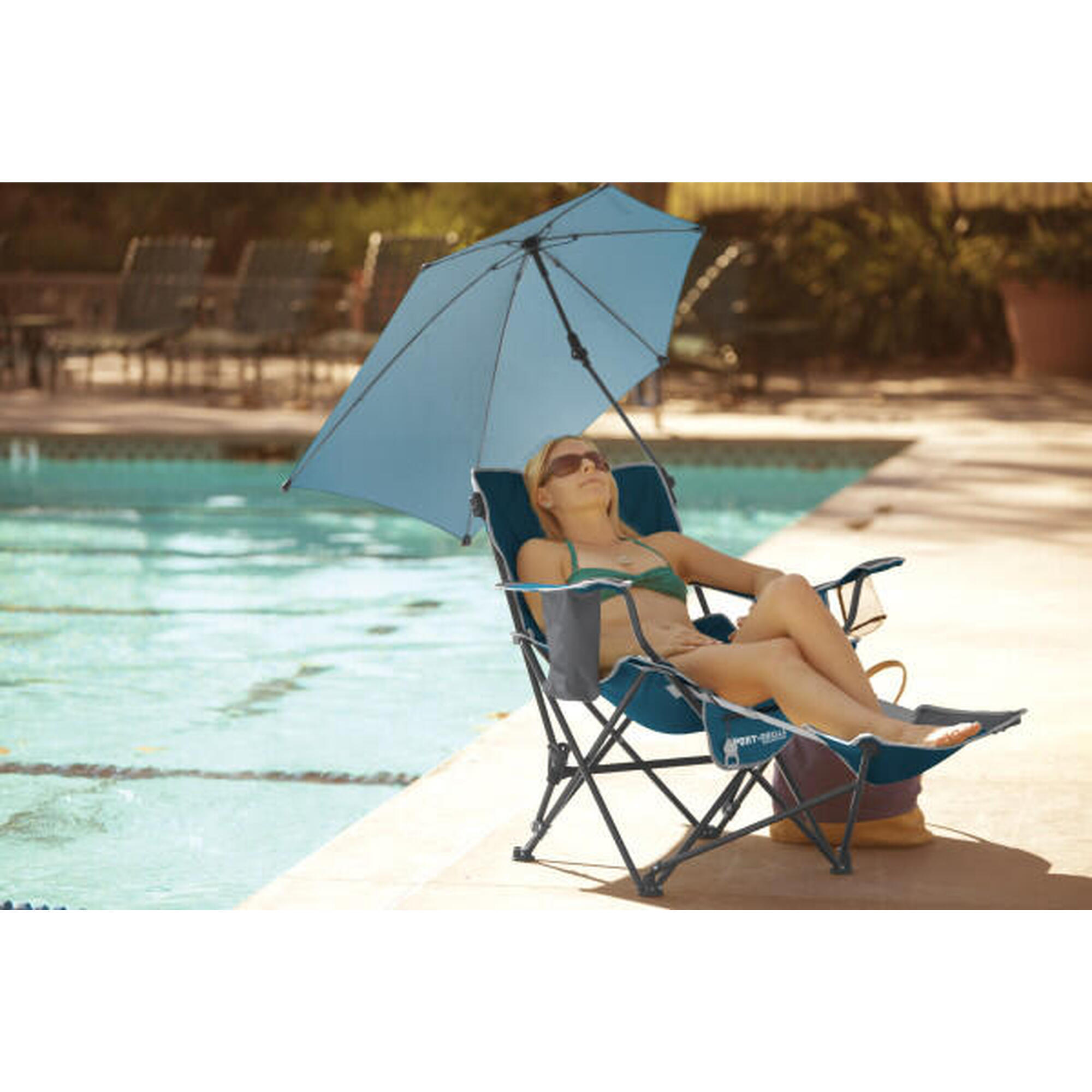Fauteuil Sport-Brella avec repose-pieds, ombrelle, rangement, sans PFAS