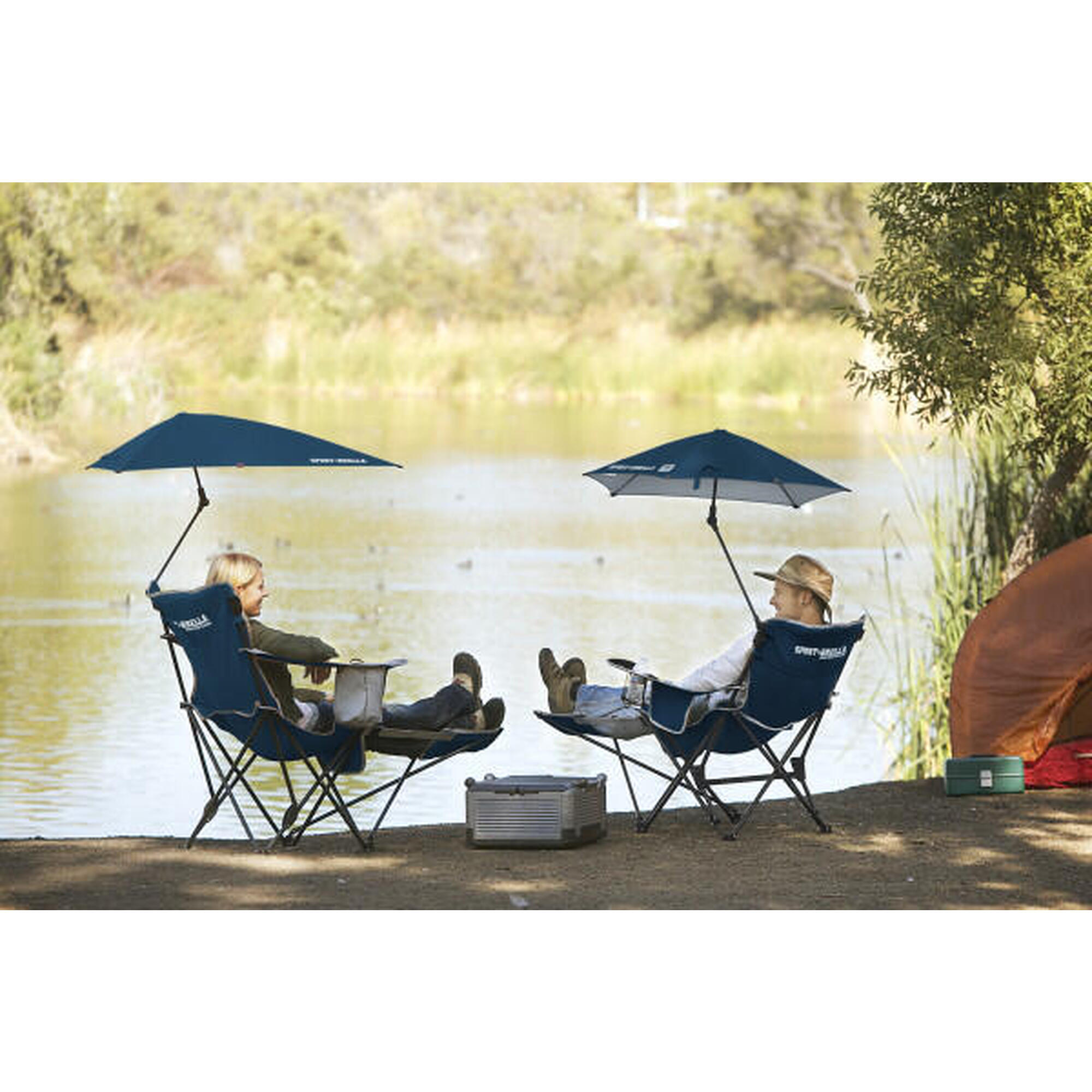 Sillón Sport-Brella ideal para camping y playa con sombrillas integradas