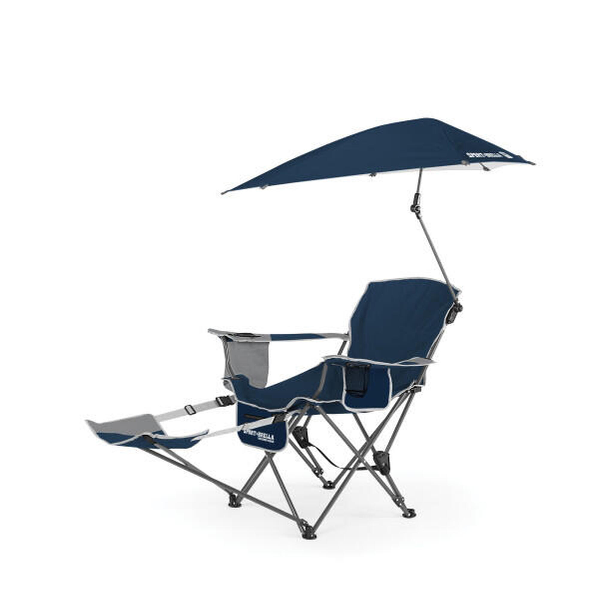Sport Brella - Fauteuil Inclinable Avec Repose-pieds, Ombrelle Et Rangement - Sport-brella - Fauteuil - Bleu - Taille Unique - Decathlon