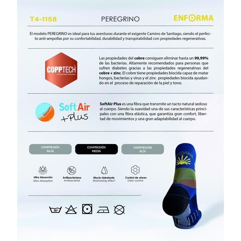 Calcetines de Senderismo Enforma PEREGRINO. Antiampollas, Antibacteriano. 3/7