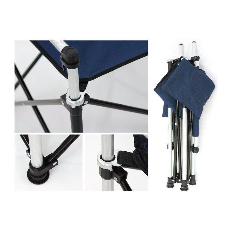Scaun pliant de plajă Solart, aluminiu şi poliester 600D, bleumarin