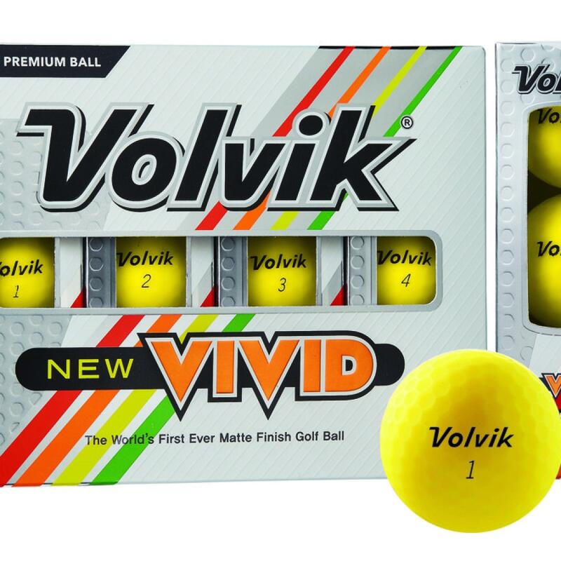Caja de 12 bolas de golf Volvik Vivid Amarillo