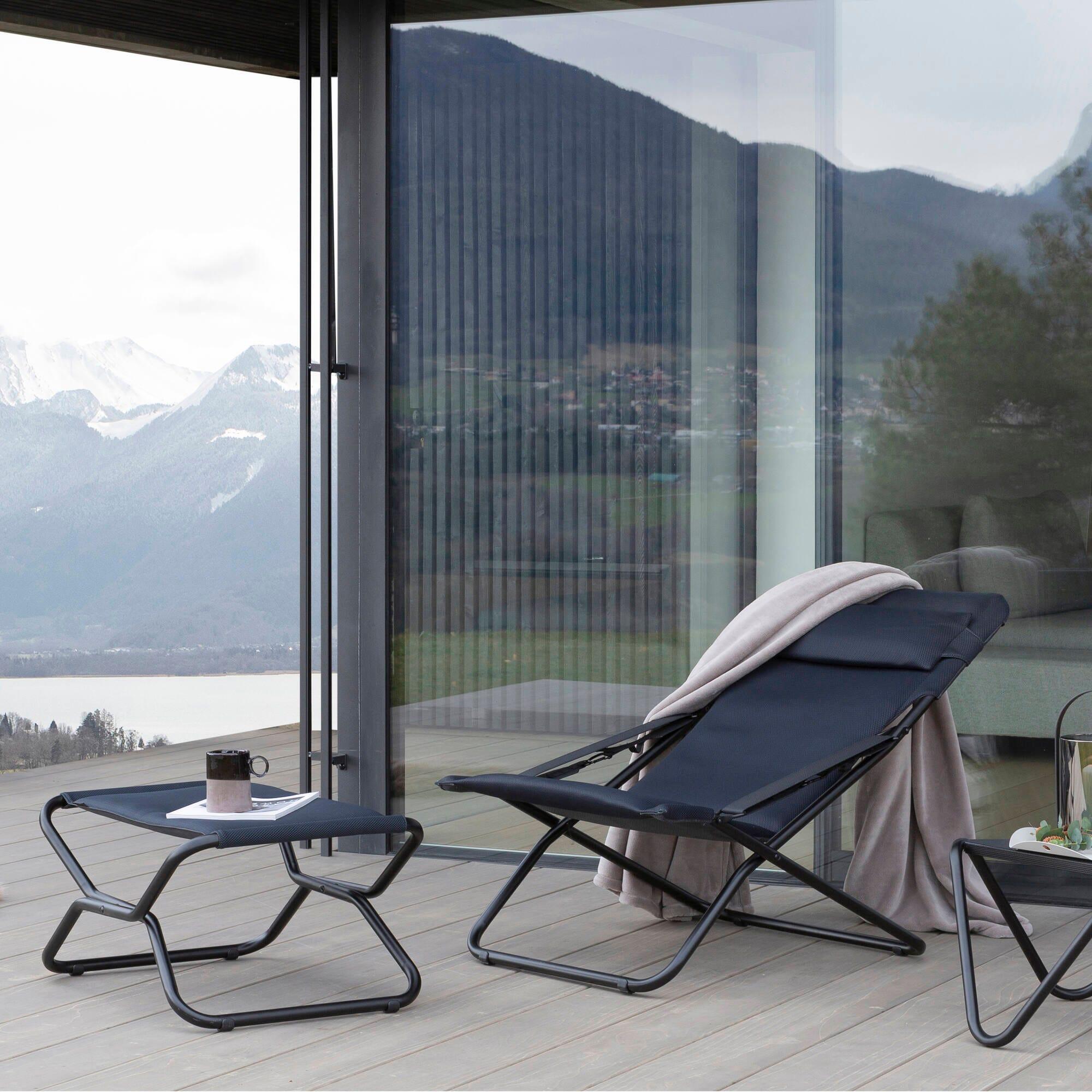Repose-jambes/tabouret matelassé pliant - NEXT - Noir - Lafuma Mobilier 6/7