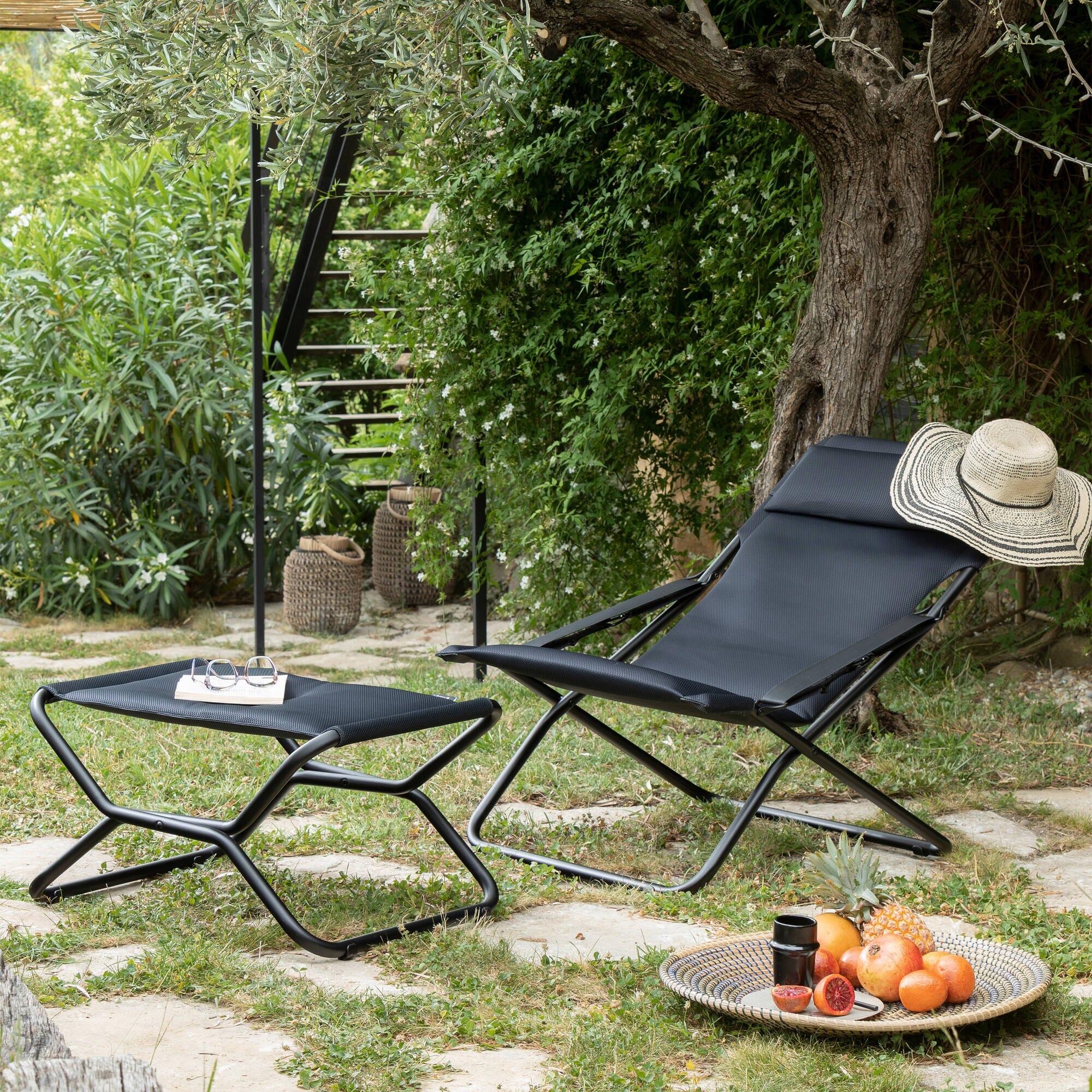 Repose-jambes/tabouret matelassé pliant - NEXT - Noir - Lafuma Mobilier 5/7