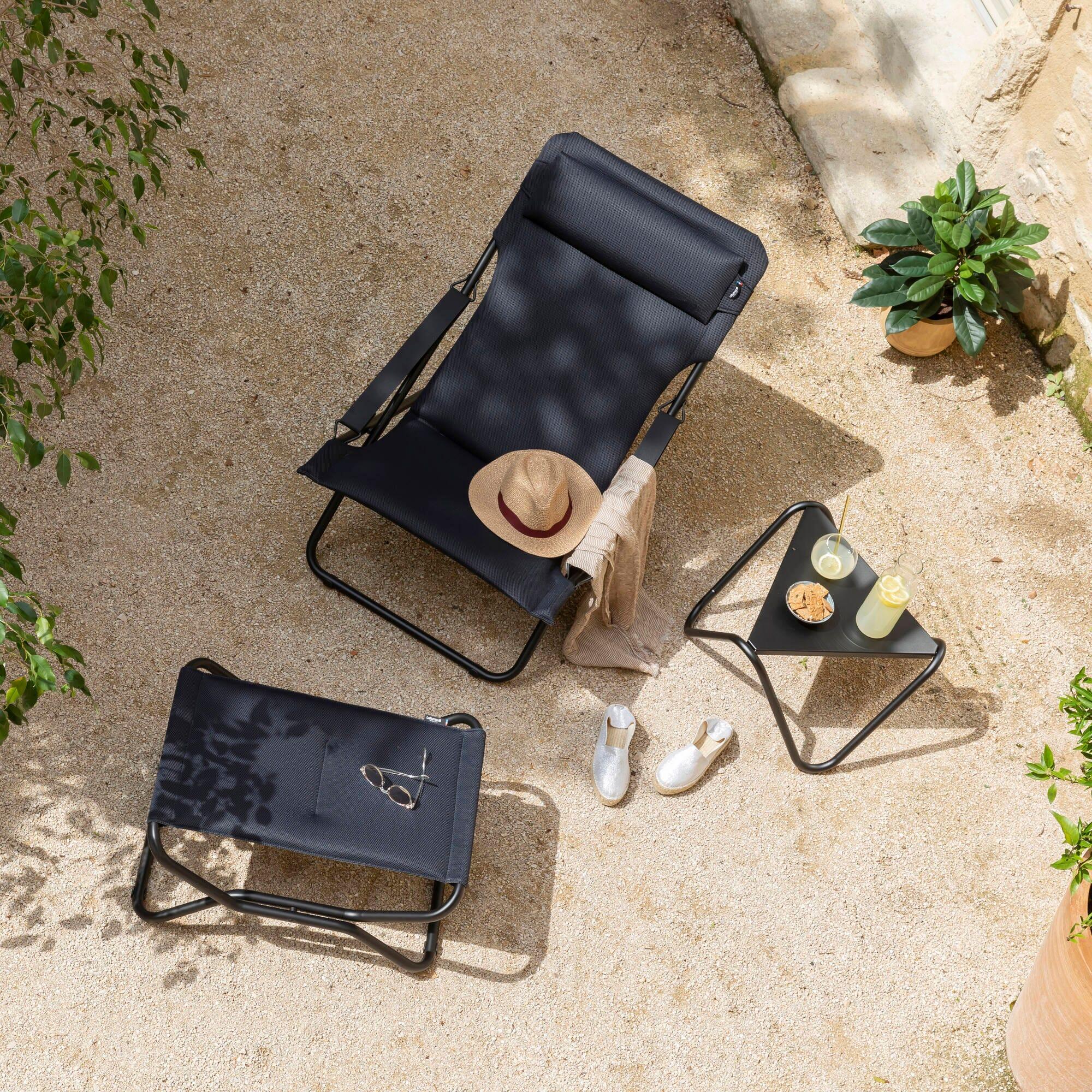 Repose-jambes/tabouret matelassé pliant - NEXT - Noir - Lafuma Mobilier 4/7