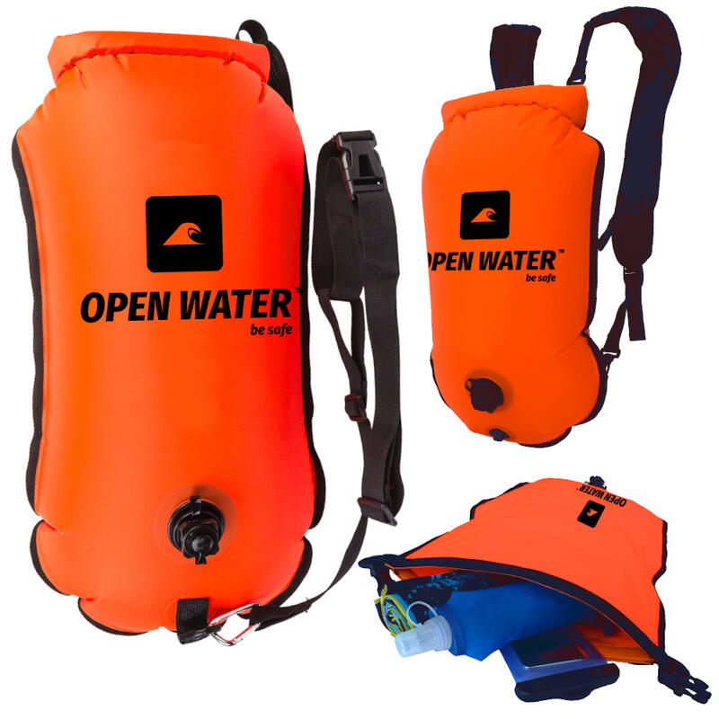 Bojka asekuracyjna do pływania OpenWater z funkcją plecaka