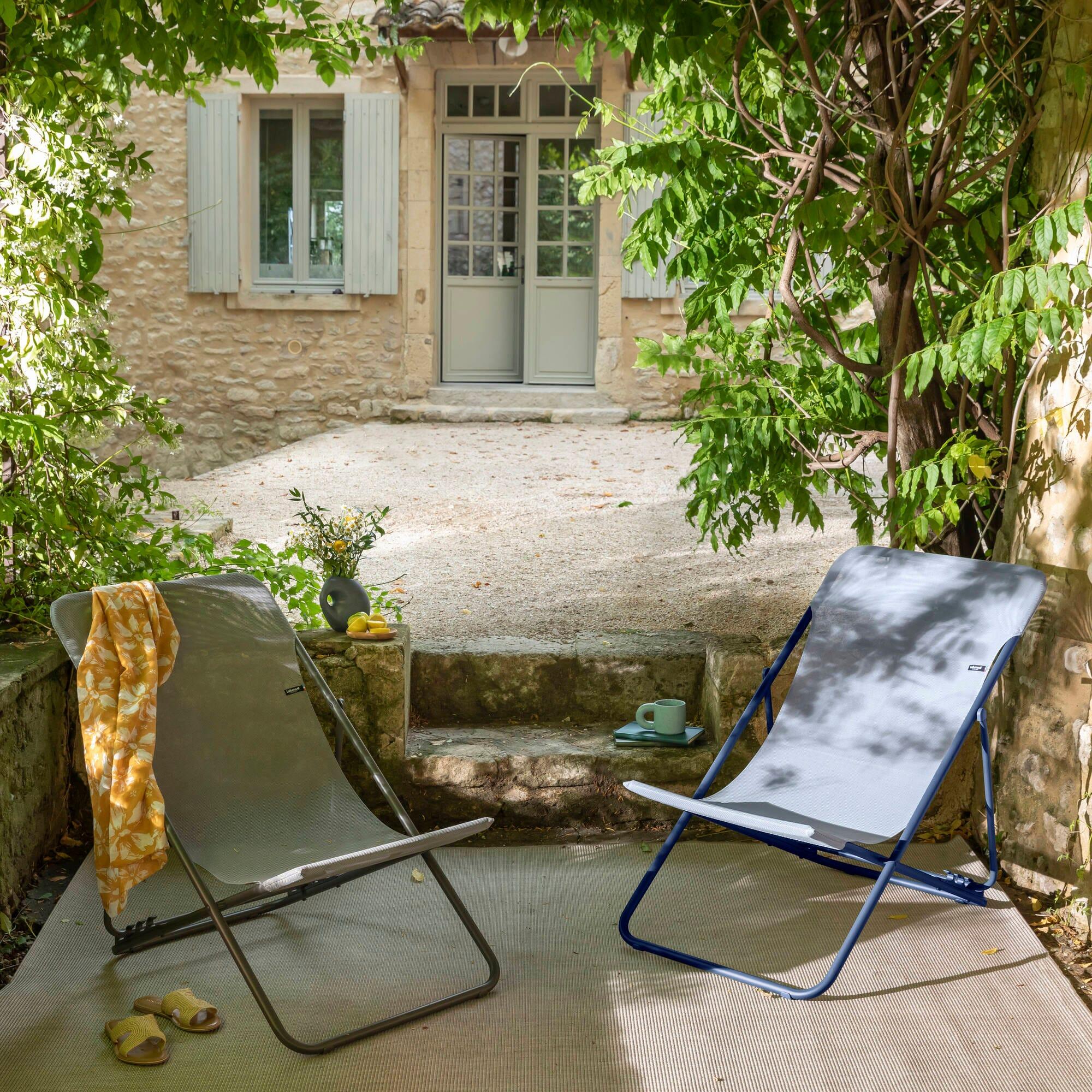 Lot de 2 Transats jardin pliants multi-positions - MAXI TRANSAT - Bleu 3/7