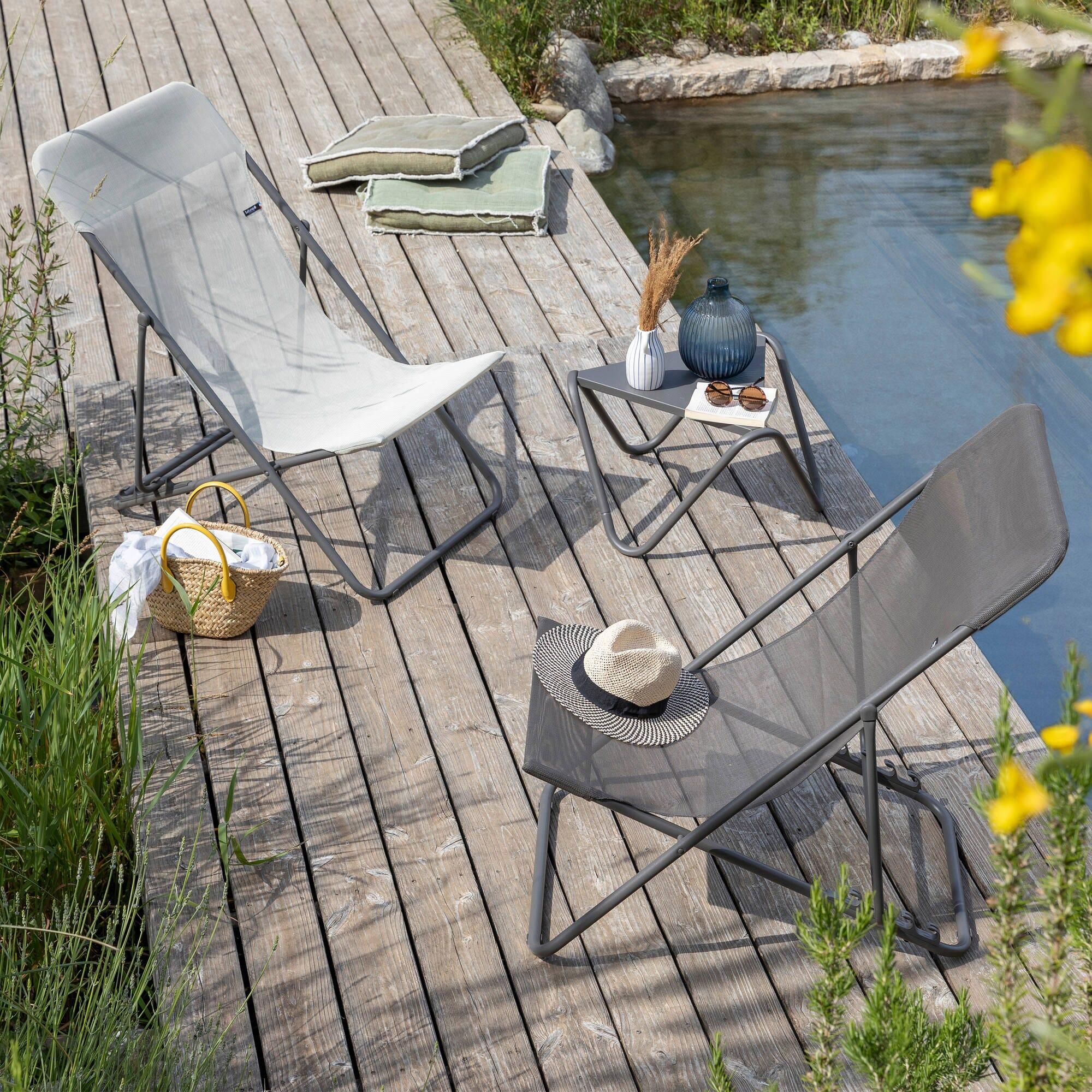 Transat jardin pliant multi-positions : Largeur 58 cm - MAXI TRANSAT - Beige 6/7