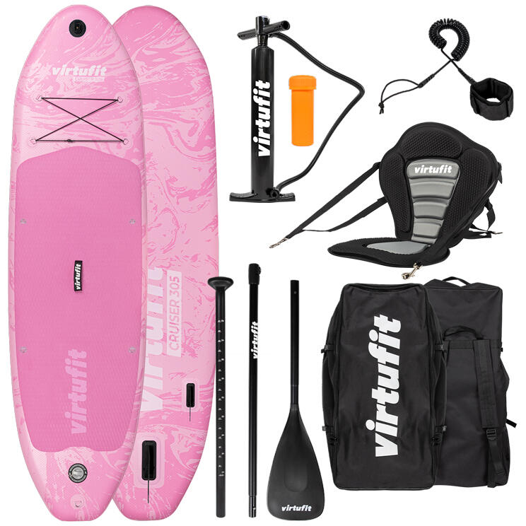 Supboard Cruiser 305 - Pink - Met Kajak zitje, accessoires en draagtas