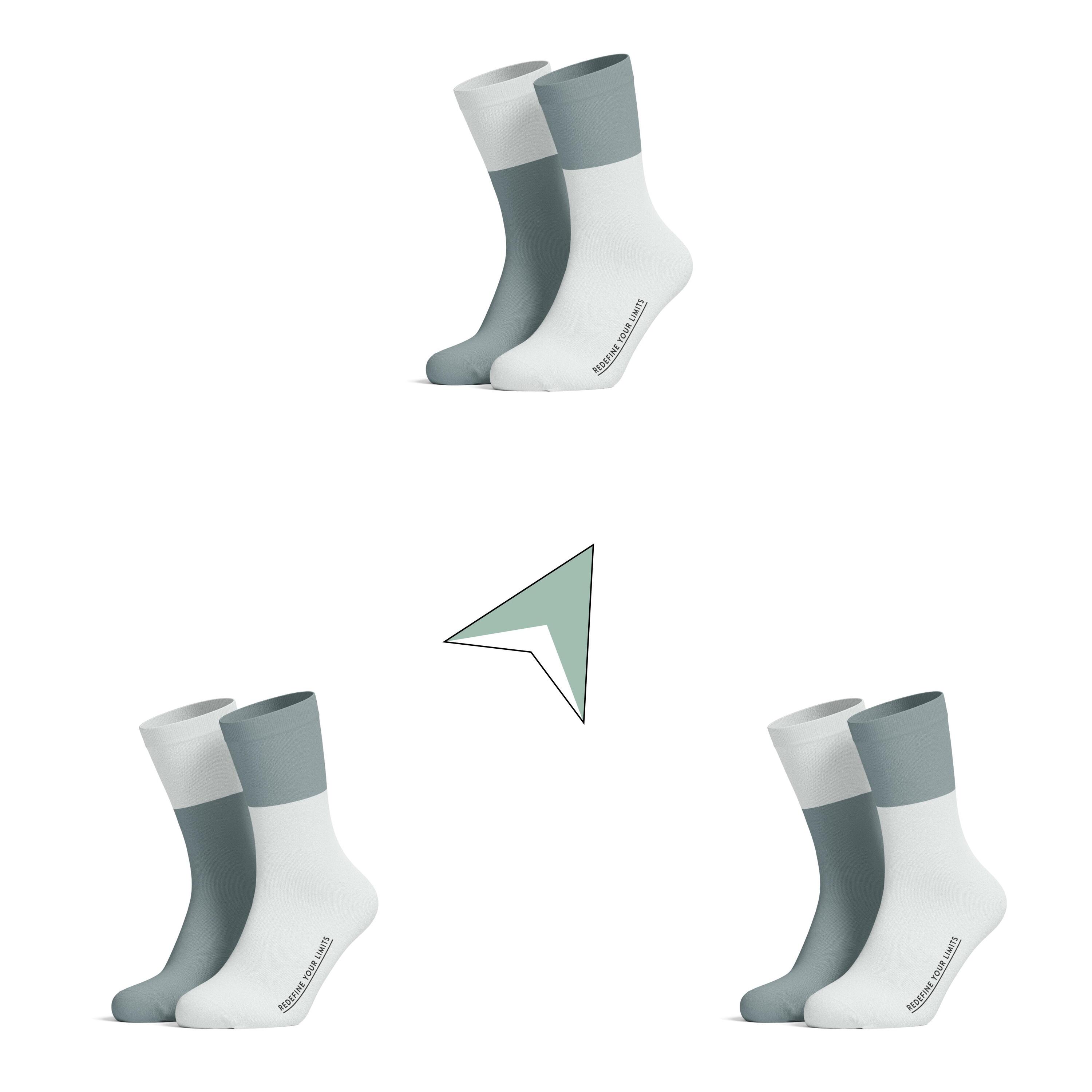 PIPPO AMSTERDAM Calzini ciclismo in lana merino verde menta e bianco 3 pack