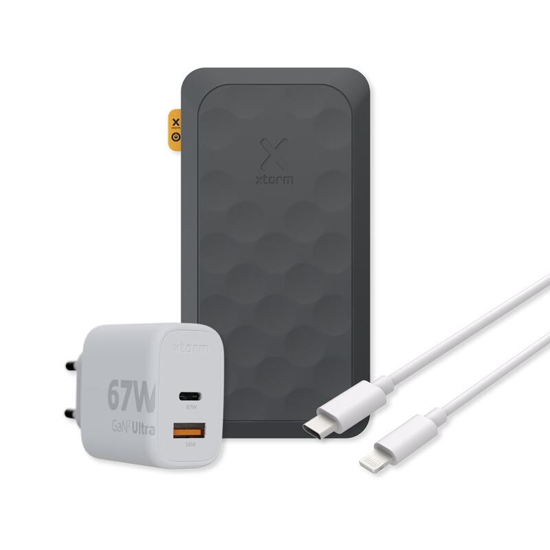 Xtorm 67W FS5 Powerbank 45.000mAh + 67W GaN2 Ultra Thuislader + USB-C Lightning