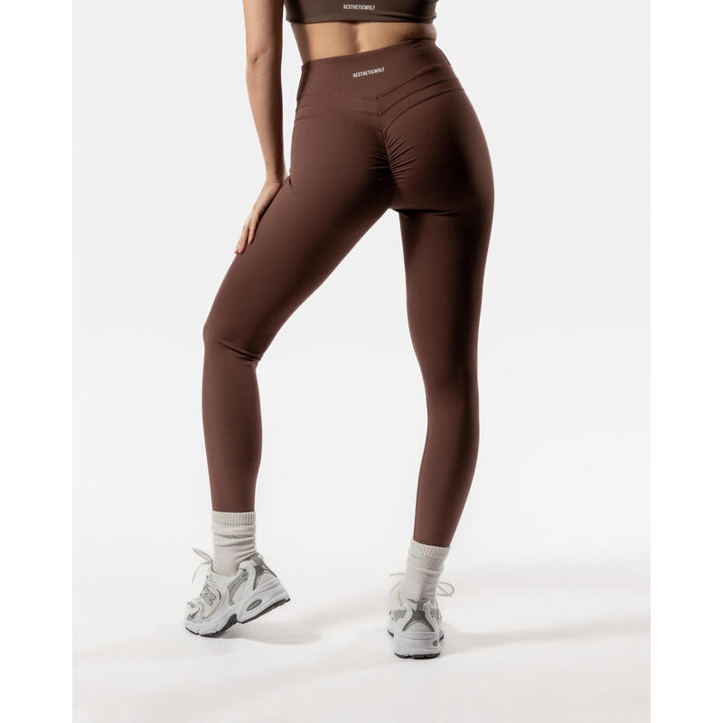 Movement Leggings Fitness Damen Braun - Hohe Taille - AW Active