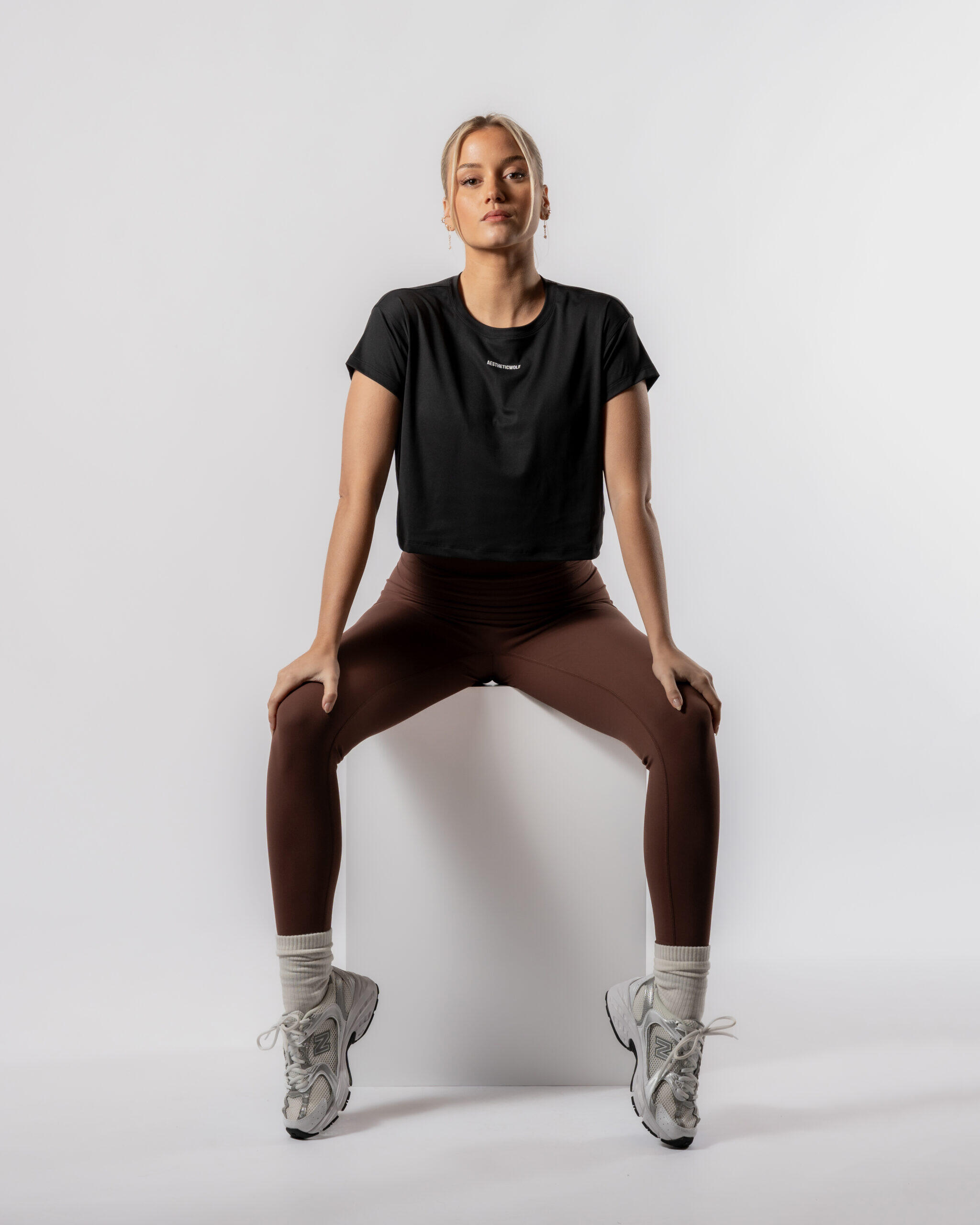 Leggings femininas para fitness, pilates e corrida castanho cacau 6/6