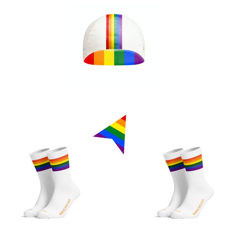 PIPPO Amsterdam Rennradsocken Statement Pride 2 Pack und Rennrad Cap