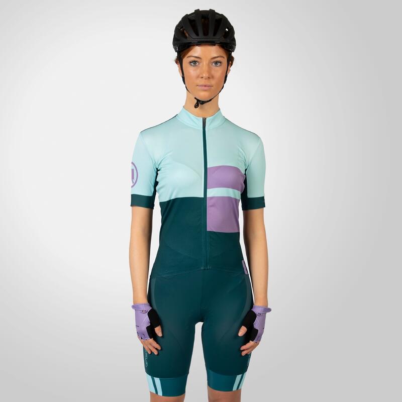 Endura FS260 dames trui met korte mouwen blauw/paars