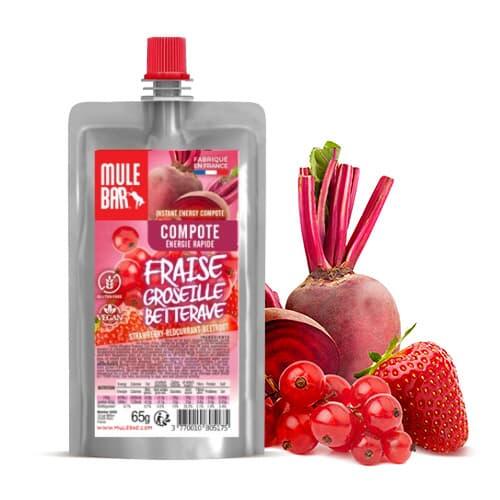 Compote énergétique - vegan - sans gluten - 65g - Fraise - Groseille - Betterave