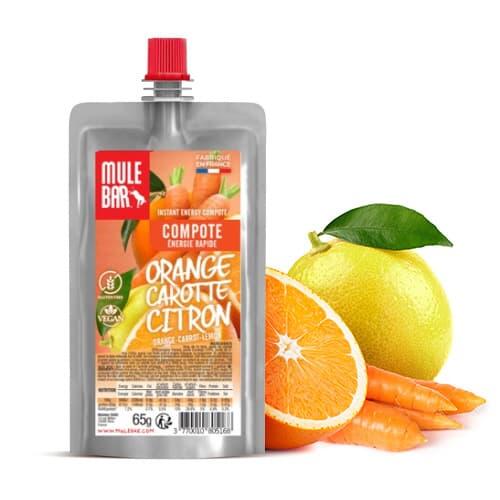 Boite de 10 compotes énergétiques - vegan - 65g - Orange - Carotte - Citron