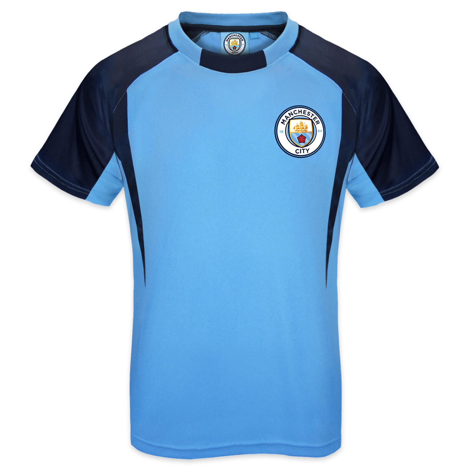 MANCHESTER CITY Manchester City Boys T-Shirt Poly Training Kit Kids OFFICIAL Football Gift